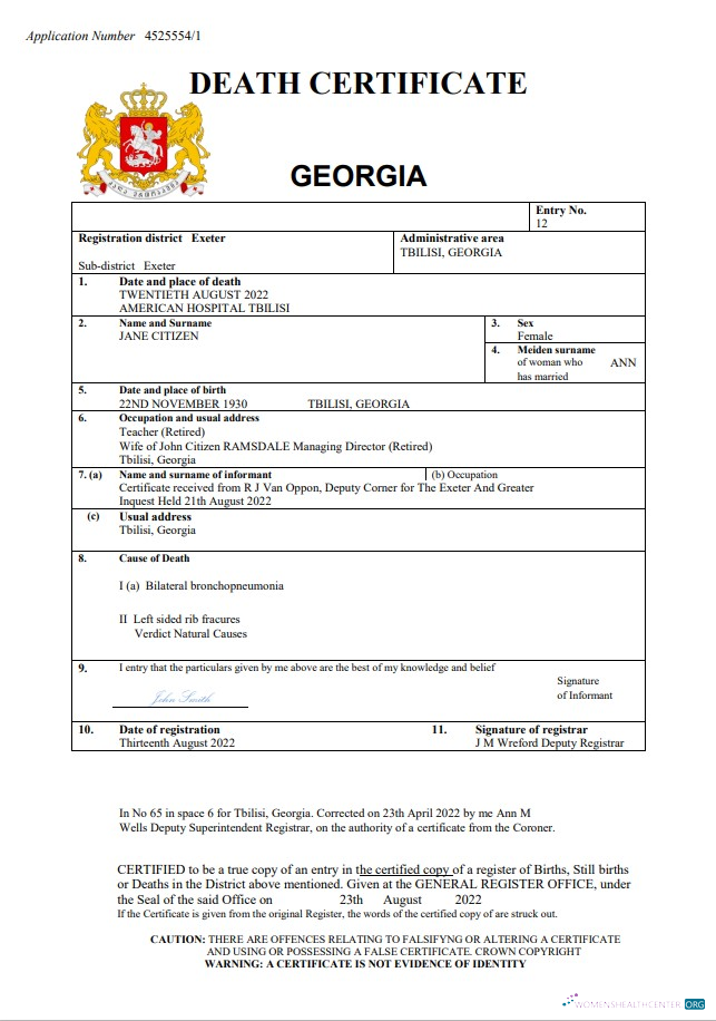 Download Georgia vital record death certificate Word and PDF Photoshop template